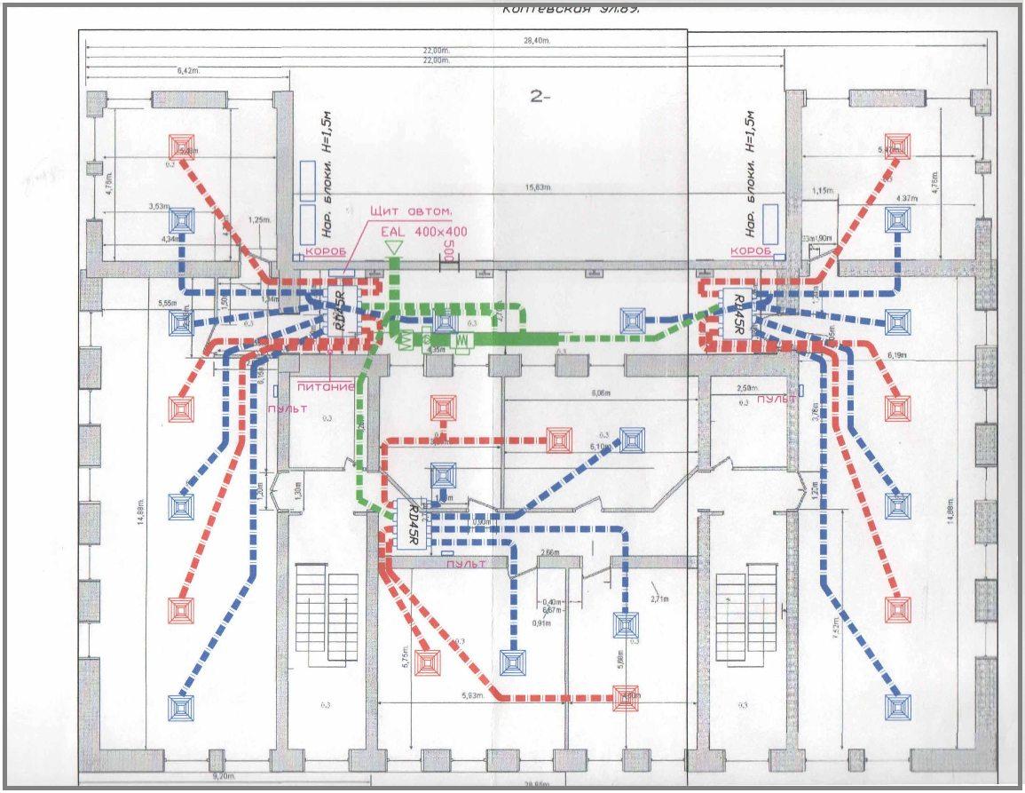 Схема установки канальных кондиционеров с функцией притока свежего воздуха